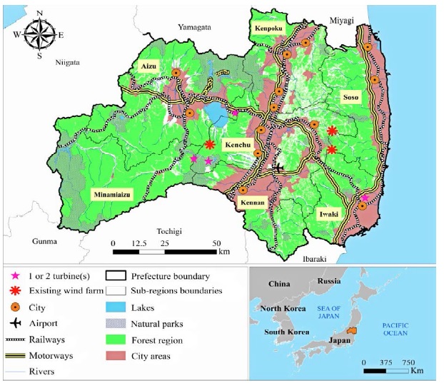 Onshore Wind Farm Suitability Analysis Using GIS-based Analytic Hierarchy Process: A Case Study of Fukushima Prefecture, Japan