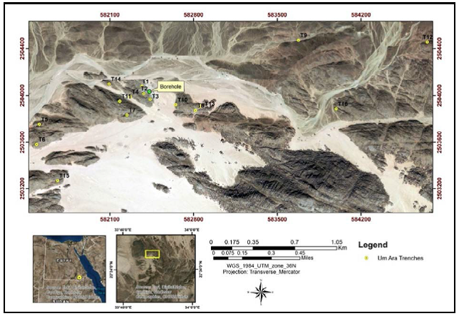Geochemical Characteristics and Radioactive Elements Estimation along Trenches of Um Ara area, South Eastern Desert, Egypt