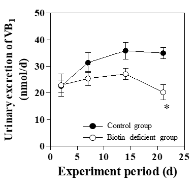 Effects of Biotin Deficiency on the Urinary Excretion of B-Group Vitamins in Mice