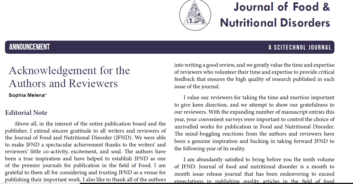 Acknowledgement for the Authors and Reviewers