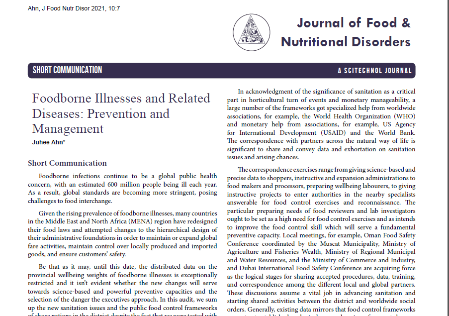 Foodborne Illnesses and Related Diseases: Prevention and Management
