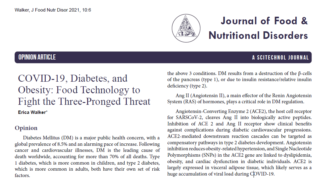 COVID-19, Diabetes, and Obesity: Food Technology to Fight the Three-Pronged Threat