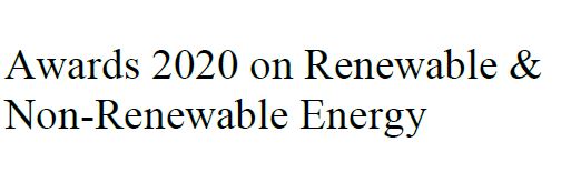 Awards 2020 on Renewable & Non-Renewable Energy