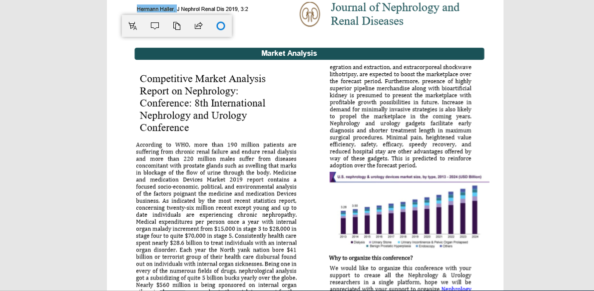 Competitive Market Analysis Report on Nephrology: Conference: 8th International Nephrology and Urology Conference