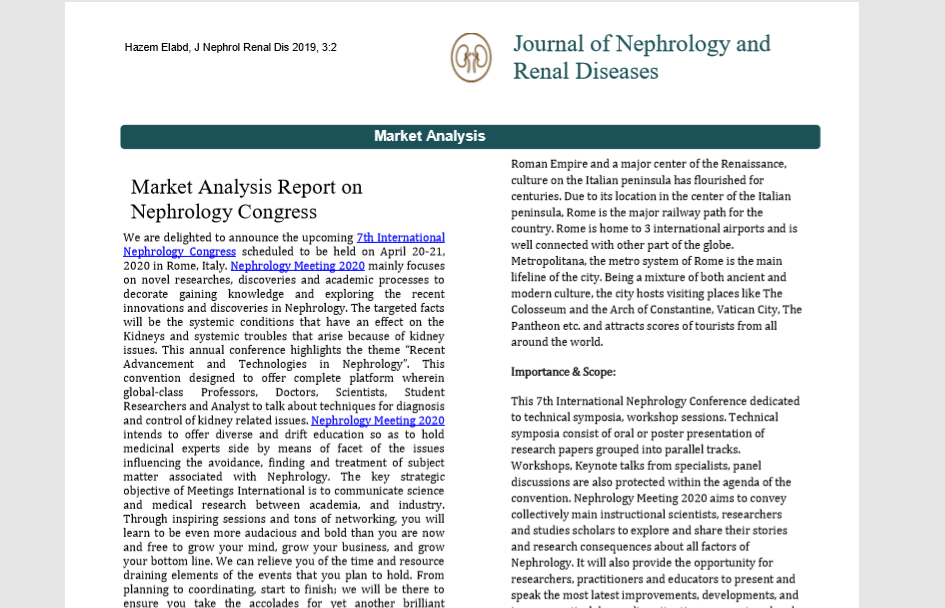 Market Analysis Report on Nephrology Congress